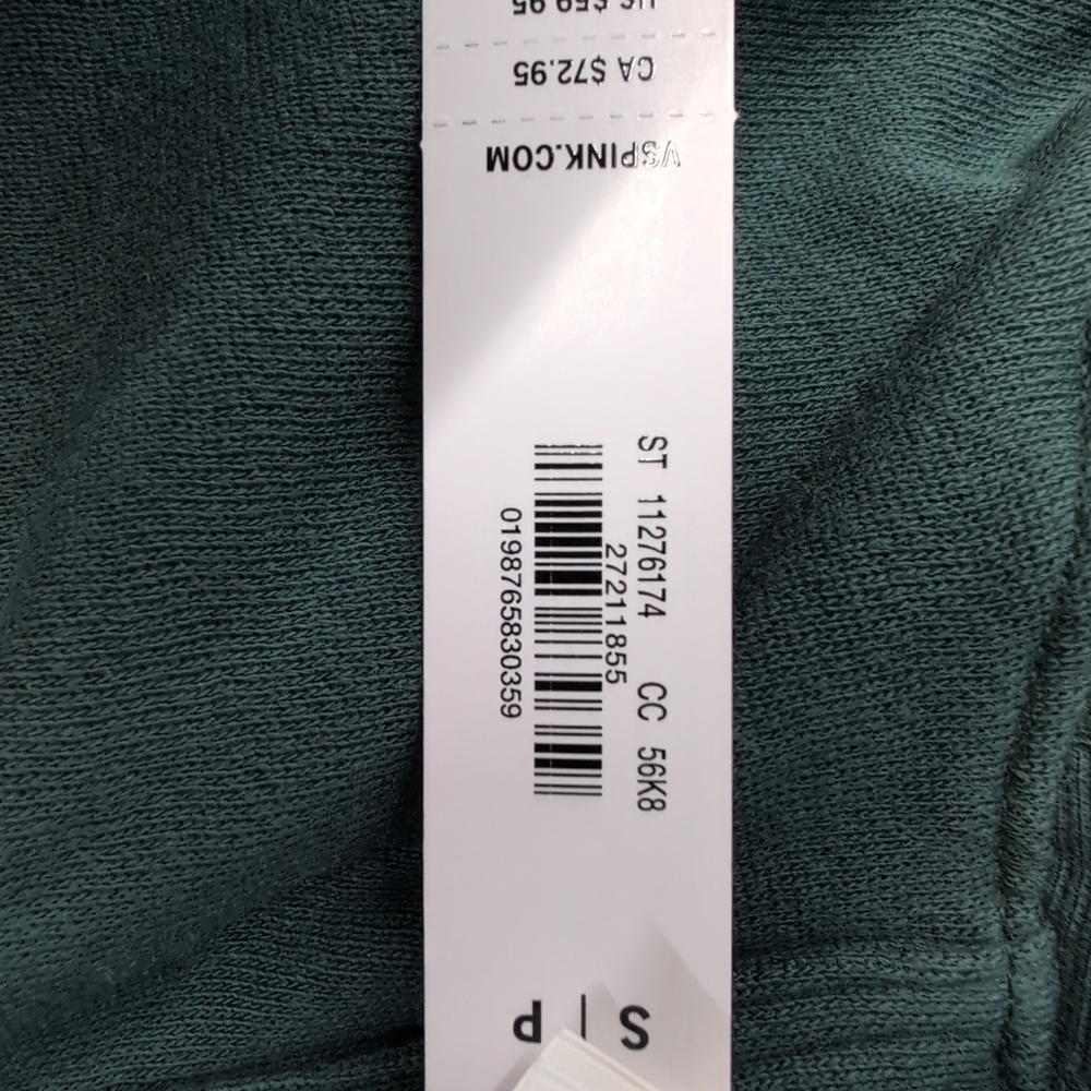 Victoria Secret Campus Fleece Tunic Hoodie & Wide Leg Sweatpants Set Small Green - Picture 9 of 12
